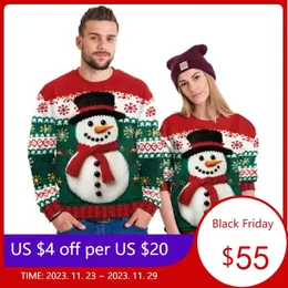 Męskie swetry mężczyźni kobiety brzydkie świąteczne swetry choinki 3D wydrukowane czerwone świąteczne pulovery Tops Ubrania pary festiwal impreza bluzy 231123
