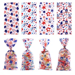 Embrulho de presente 50pcs 4 de julho Bolfane Bags Independence Dia Patriótico Projeta Candy Cookie Treat for Party Decor Supplies