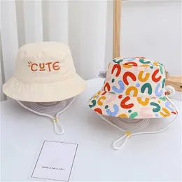 Cappello da pescatore a doppia faccia Cappello carino Lettera ricamata Bambini Ragazzi Ragazze Pescatore Panama Cap Estate Outdoor Bambini Cappello da sole Gorras GC2071