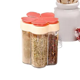 Lagringsflaskor Transparent Spice Box 5 Fack burkar Vänd tomt Dispensers Container med lockutrymme Kryddor Kryddor