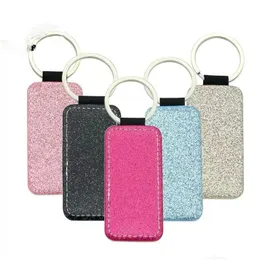 Pendants Sublimation Blanks Keychain Glitter Pu Leather Heat Transfer Keyring Round Heart Rec Square Can Custom 0 Drop Delivery Home G Dhzkw