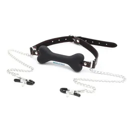 Bondage mjuk läder öppen mun ring bondage gag sele tungdepressor slav spel sm