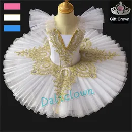 Dancewear White Swan Lake Tutu di balletto professionale Ragazza Blu Rosa Piatto Pancake Tutu Tulle Principessa Ballerina Abito Balletto Costume di danza 231124