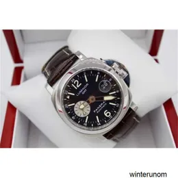 Watch Swiss Made Panerai Sports Watches Paneraiss Luminor GMT Black Dial Brown Leather Band Quickset Automatic Men's Wat HBLX