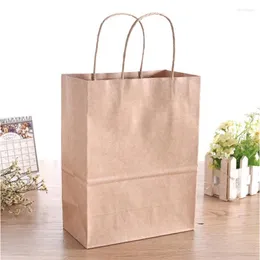 Opakowanie prezentów 10 szt./Partia modna torba papierowa Kraft z uchwytem torby na zakupy świąteczne brązowe opakowanie Doskonała jakość 21x15x8cm