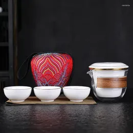 Tassen Porzellan Service Gaiwan Schnelle Tasse Becher Teezeremonie Teekanne Chinesische Tragbare Reise Set Keramik Teetasse Mit Tasche