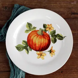 Płyty Kreatywne dynia ceramiczna płyta obiadowa amerykański w stylu duszpasterskim w zachodnim śniadaniu potrawy dania stołowe domowe zastawa stołowa