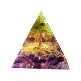 Orgonite Albero della Vita Piramide di peridoti Cristalli curativi per protezione Meditazione Yoga Generatore di energia Figurine Miniature TB 210275P