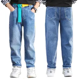 Jeans Spring-Fall Boys Clothes 4-16Y Kids Denim Jeans Cowboy Cotton Pants Teeange Outwear Children Fashon Quality Pantalones with Belt 230424