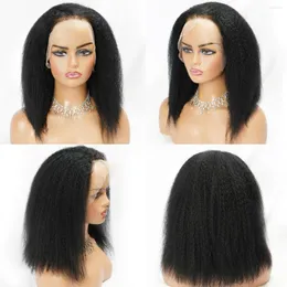 Full Lace Kinky Straight Bob Human Hair Frontal Wig Glueless Ready to Wear 180% Dichte Yaki