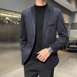 Abiti da uomo HOO 2023 Giacche da abito casual in velluto a coste da uomo Blazer doppiopetto per ragazzi