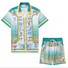 Män plus tees polos sommar ny modebesättning hals t shirt bomull kort hylsa skjorta hawaiian strandtryck skjorta shorts sport kostym u5222