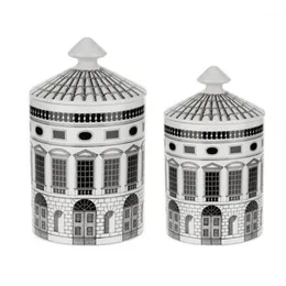 Neuschwanstein Castle Candle Holder świece Jar retro magazyn kosz ceramiczny domek dekoracja domów klejnotów pudełko1338d