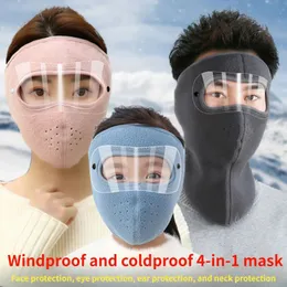 Ciclismo Caps Máscaras À Prova de Vento Anti Poeira Máscara Facial Chapéu Ski Respirável Escudo HD Nevoeiro Óculos Capa Capa Inverno Quente Cap 231124