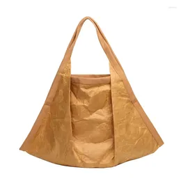 Evening Bags Leisure Retro Women Handbag Fashion Pleated Kraft Paper Bag High Quality DuPont Shoulder