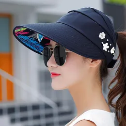 Wide Brim Hats Fashsiualy Floral Printed Sun Damen Frühling und Sommer Fashion Top Line Large Edge Sunshade Climbing Hat Casquette Femme