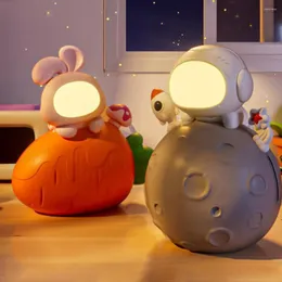 Night Lights Cartoon LED Lamp Large Capacity Creative Shape Decorative Plastic 2-in-1 Money Bank Astronaut Gift