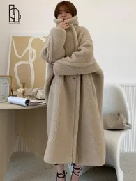 Kvinnors päls faux päls lycka en kvinnor vinter längre faux päls varm kappa långärmad tjock nallebjörn coat casual lös överdimensionerad lambool pälsrockar 231123