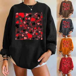 Frauen Hoodies Valentinstag Print Crop Sweatshirt 3d Abstrakt Vintage Top Übergroß Für Frauen Plus Size Blusas De Verao Mu