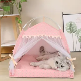 Pet teepee çadır kalesi yatak, yastıklı çıkarılabilir köpek evi, kapalı açık açık, uyuyan çadır yatak mağara yuvası yatak modern mini kediler yumuşak yatak çıkarılabilir ev