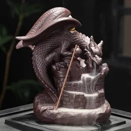 Ceramic Backflow Incense Burner Censer Home Decor Dragon Incense Holder Burner Home Office Teahouse Table Desk Decoration Gifts212G