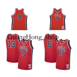 1984 Takım ABD Michael Jor Dan Basketbol Forması Mitch ve Ness Chris Mullin Patrick Ewing Kırmızı Boyut S-XXXL Nadir