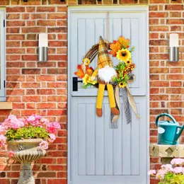 Decorative Flowers & Wreaths Mesh Ribbon For All Colors Valentines Day Front Door Simulation Sunflower Faceless Doll Garland Autumn Harvests