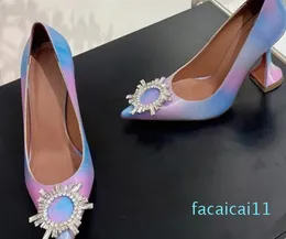 Дизайнерские модельные туфли для женщин Amina muaddi, модные роскошные туфли с блестками и кристаллами подсолнуха, сексуальные прозрачные туфли с пряжкой подсолнуха