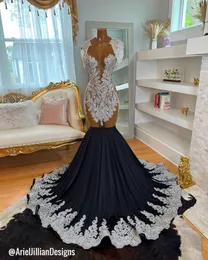 Elegant Prom Dresses For Black Girls Scoop Rhinestone Mermaid Evening Dress Birthday Graduacion Party Gowns