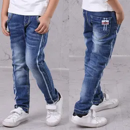 Jeans ienens moda infantil jeans meninos jeans calças longas primavera outono jeans jeans jovem garoto cowboy calça elástica de cintura 5-13y 230424