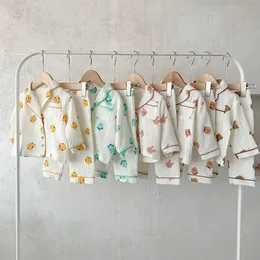 Pijamalar bebek pijama kıyafetleri 0 3 yıl doğumlu erkek kız uzun kollu karikatür hayvan baskı pamuk seti ev kıyafeti salonu kıyafeti 230422