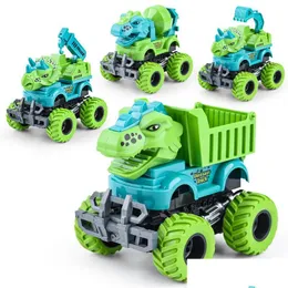 Diecast Model Arabalar Monster Jam Go Kart Dinosaure Oyuncak Kiti Dinosauri Rex Ulaşım Mühendislik Araba Camion Cattolo Bambini Kamyonları Mon Dhrat