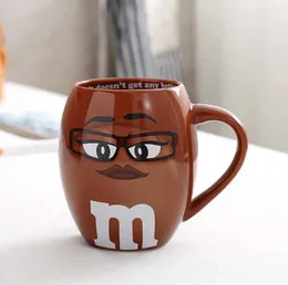 High qualitynew 600mL m&m Beans Coffee Mugs Tea Cups and Mugs Cartoon Cute Expression Mark Large Capacity Drinkware Christmas Gifts