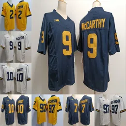 Michigan Wolverines Football Jersey College 97 Aidan Hutchinson 10 Tom Brady 7 Donovan Edwards 9 J.j. Mccarthy mans champions patch