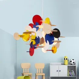 Pendant Lamps Building Blocks Lights Color Cartoon Kids Room Child Boys Creative Wood Pastoral Nordic Droplight ZH FG735