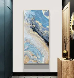 Nowoczesne abstrakcyjne Golden Ocean Seascape Malanin olejna ścienna sztuka płótna Nordic Mural Scandinavian Dekoracyjny obraz do salonu HO8433287