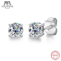 Dangle Chandelier AnuJewel 4mm D Color Diamond Classic 925 Sterling Silver Stud Earring For Woman Fine Jewelry Wholesale 230422