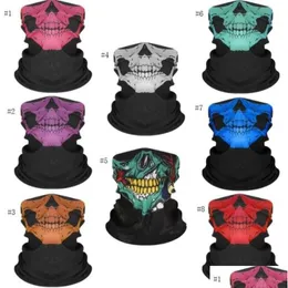 Party Masks Uni Halloween Cosplay Bicycle Ski Skl Half Face Mask Ghost Scarf Bandana Neck Warmer Party Headband Magic Turban Drop Deli Dhkm3