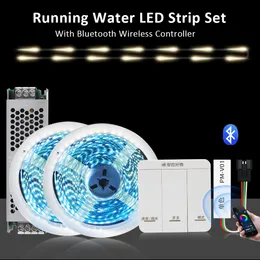 10M 20M SMD2835 Running Water LED Strip Lights DC 24V Bluetooth APP Control Ribbon Lamp Chasing Line Strips Decoration for Room