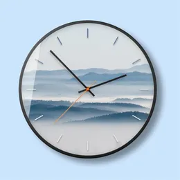 Zegary ścienne Nordic Metal Silent Clock Mgła Dekoracja lasu Leśna Mała świeża sypialnia salon Watch Decor Home Decor 50a048263t