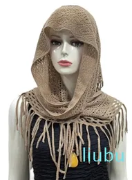Bufanda triangular con borlas lisas para mujer, chal hueco, tejido informal, accesorios cálidos para invierno, multiusos