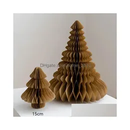 Objetos decorativos Figurinhas Decorações de Natal Árvore Origami Home Ins Janela Arte Drop Delivery Garden Decor Acentos Dhlui