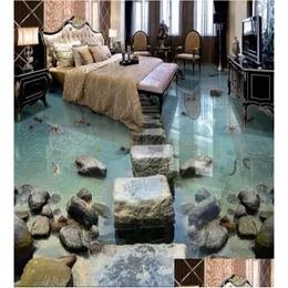 Wallpapers 3D Stereoscopic Floor Murals Self Adhesive Wallpaper Custom Seaside Stone Pier Wallpapers For Living Room9467338 Drop Deliv Dhocl