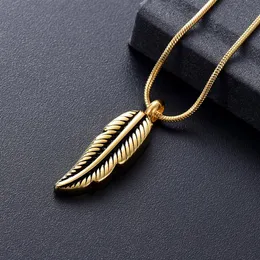 Z929 Gold Color Feather Design Stainless Steel Cremation Jewelry for Pet Ashes Memorial Urn Keepsake Jewellery Funnel and Gi209V