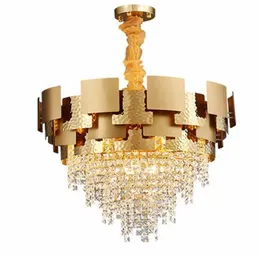 Lustre de lustre de luxo moderno Lâmpadas de estar lâmpadas de cristal de ouro pendurado lustres ledes de decoração de decoração de casa Lâmpada de luz Light240m