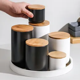 Household Ceramic Airtight Jar Nordic Style Coffee Cube Sugar Tea Seasoning Miscellaneous Grains Creative Storage Jar With Lid