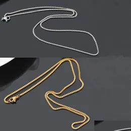 Jewelry Wholesale Fashion Box Chain 18K Gold Plated Chains Pure 925 Sier Necklace Long For Children Boy Girls Womens Mens 1Mm Drop D Dhdep