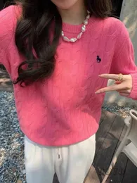 Kvinnors tröjor Round Neck Cashmere Sweater broderad tröja Löst och förtjockad fast färg Kvinnors topplång ärm Sweate 231123