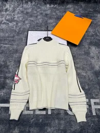 Maglioni Pullover lavorato a maglia a righe con linea a contrasto Maglione lavorato a maglia allentato con motivo a maniche lunghe mezzo collo invernale