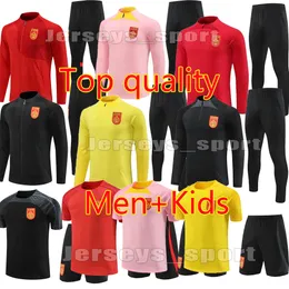 2023/2024 China Team Men's Children's Half Pull Long Sleeve Training Jersey Men and Kids Football Tracksuits Sportswear Chandal Futbol Survetement